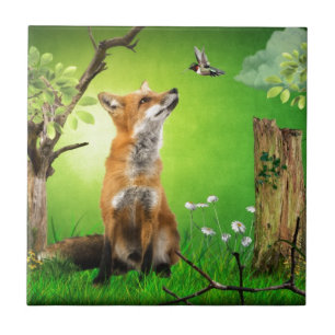 fox and the humming bird tile