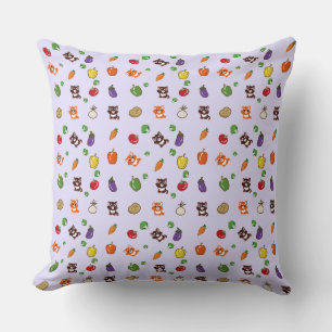 fox and vegetable pattern cushion