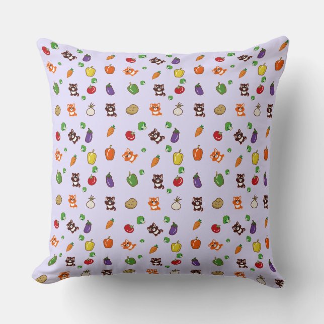 fox and vegetable pattern cushion (Front)