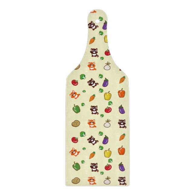 fox and vegetable pattern cutting board (Front)