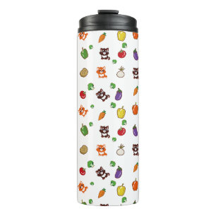 fox and vegetable pattern thermal tumbler