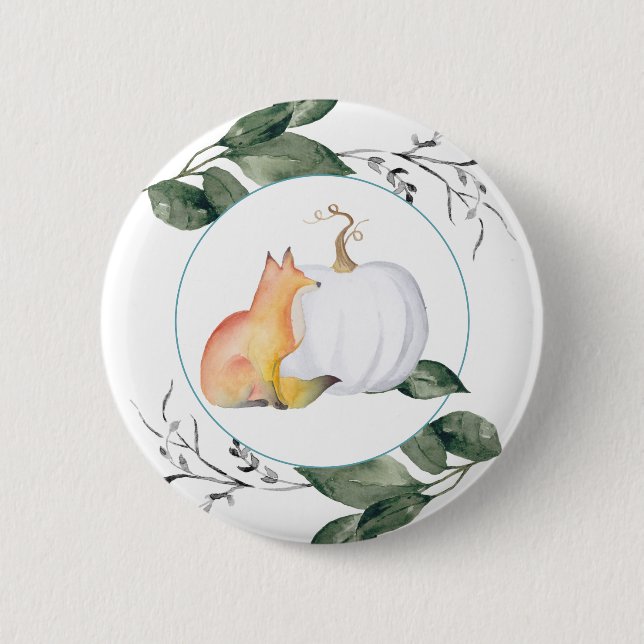Fox and White Pumpkin 6 Cm Round Badge (Front)