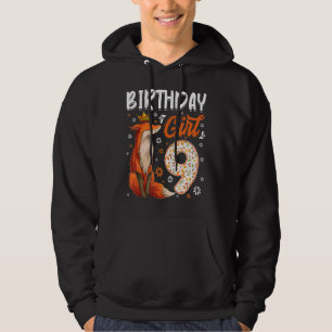 Fox Animal 9th Birthday Girl Fox B Day 9 Year Old Hoodie