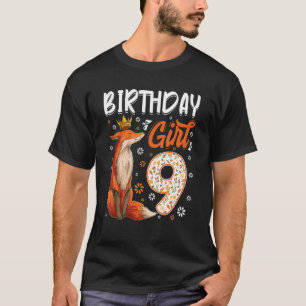 Fox Animal 9th Birthday Girl Fox B Day 9 Year Old T-Shirt