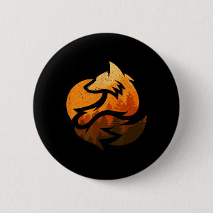 Fox Animal Design Gifts With Nature Trees Hunting 6 Cm Round Badge