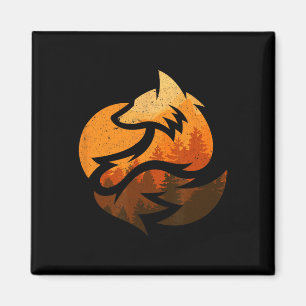 Fox Animal Design Gifts With Nature Trees Hunting  Magnet