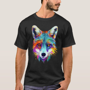 Fox - Animal Motif Art Colourful Animal Fox T-Shirt