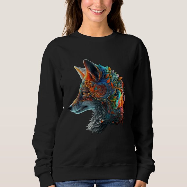 Fox Animal Motif Fantasy Colourful Fox Sweatshirt (Front)