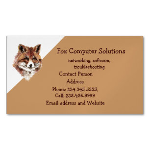 Fox Animal Nature Wildlife Computer Solutions Magnetic Business Card