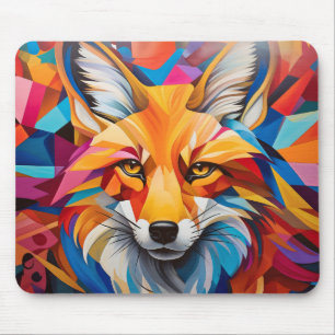 Fox Animal Portrait Colourful Painting Mouse Pad