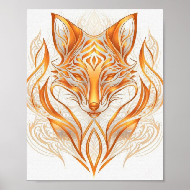 Fox Animal Portrait Nature Wildlife Painting Poster (Front)
