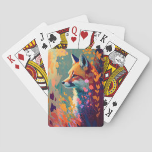 Fox Animal Portrait Painting Wildlife Outdoors Art Playing Cards