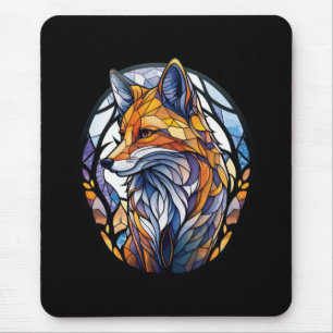 Fox Animal Portrait Stained Glass Wildlife Outdoor Mouse Pad