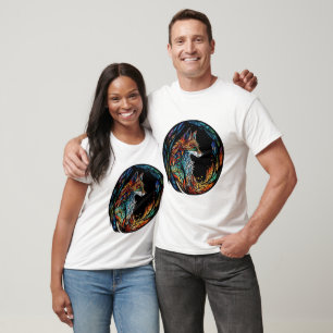 Fox Animal Portrait Stained Glass Wildlife Outdoor T-Shirt