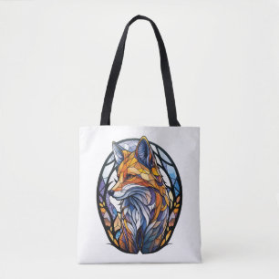Fox Animal Portrait Stained Glass Wildlife Outdoor Tote Bag