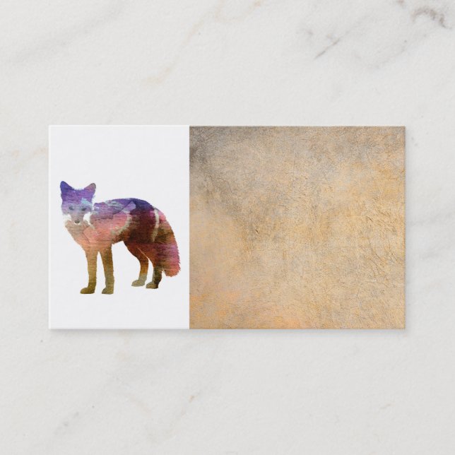 fox art business card template on sepia (Front)