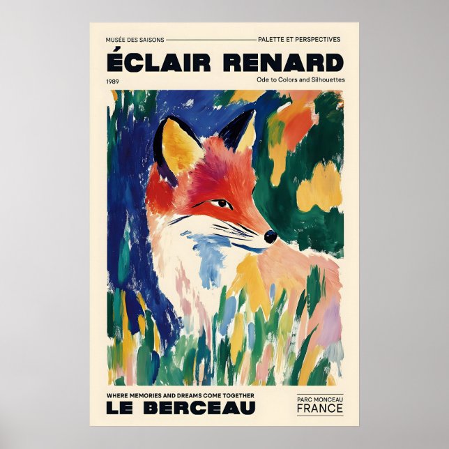 Fox Art Print Éclair Renard French Exhibition (Front)