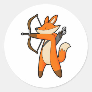 Fox as Archer with Arrow & Bow Classic Round Sticker