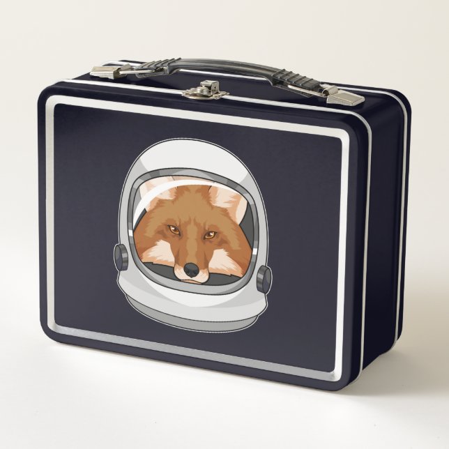 Fox as Astronaut with Helmet Metal Lunch Box (Front)
