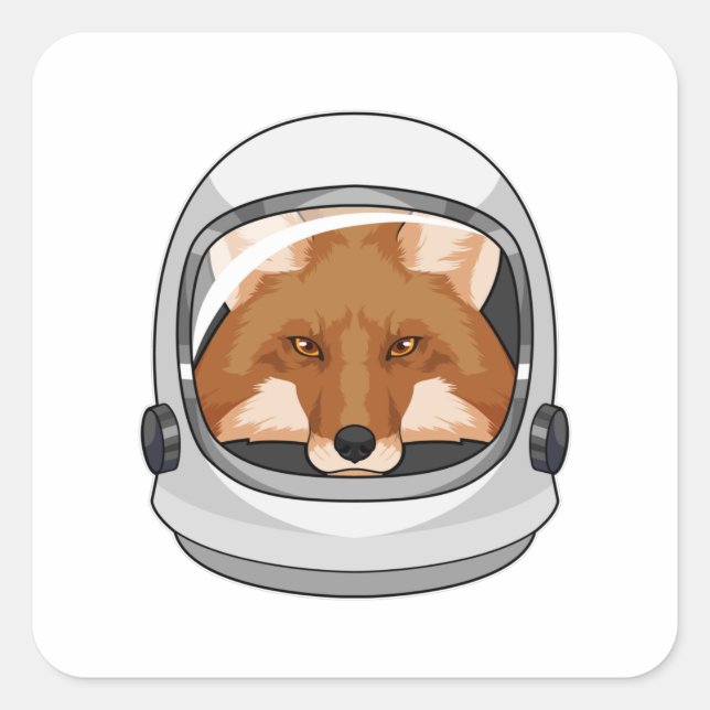 Fox as Astronaut with Helmet Square Sticker (Front)