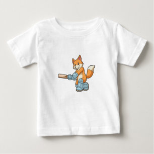 Fox as Batsman with Cricket bat Baby T-Shirt