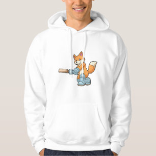 Fox as Batsman with Cricket bat Hoodie