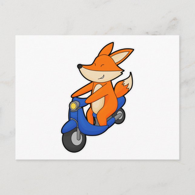 Fox as Biker with Scooter Postcard (Front)