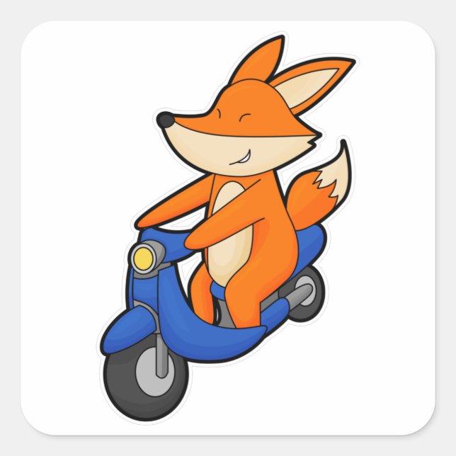 Fox as Biker with Scooter Square Sticker (Front)