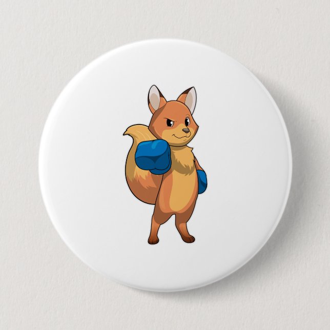 Fox as Boxer with Boxing gloves 7.5 Cm Round Badge (Front)