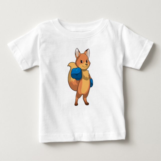 Fox as Boxer with Boxing gloves Baby T-Shirt (Front)