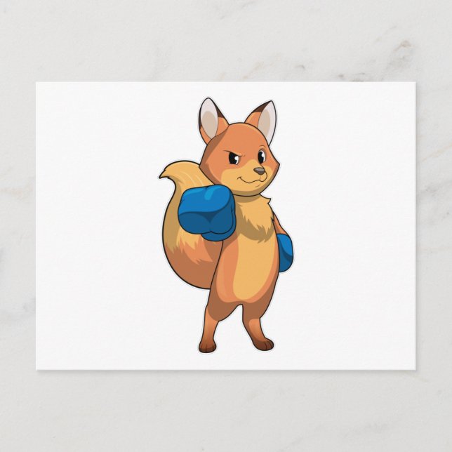 Fox as Boxer with Boxing gloves Postcard (Front)
