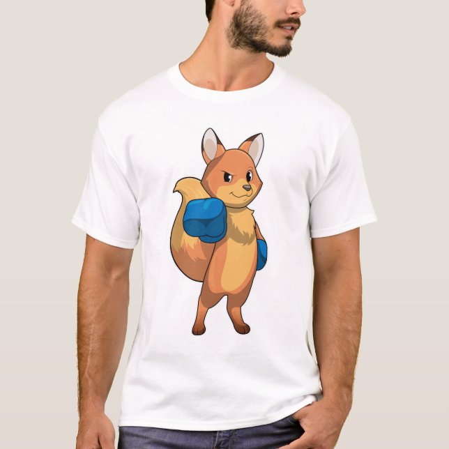 Fox as Boxer with Boxing gloves T-Shirt (Front)