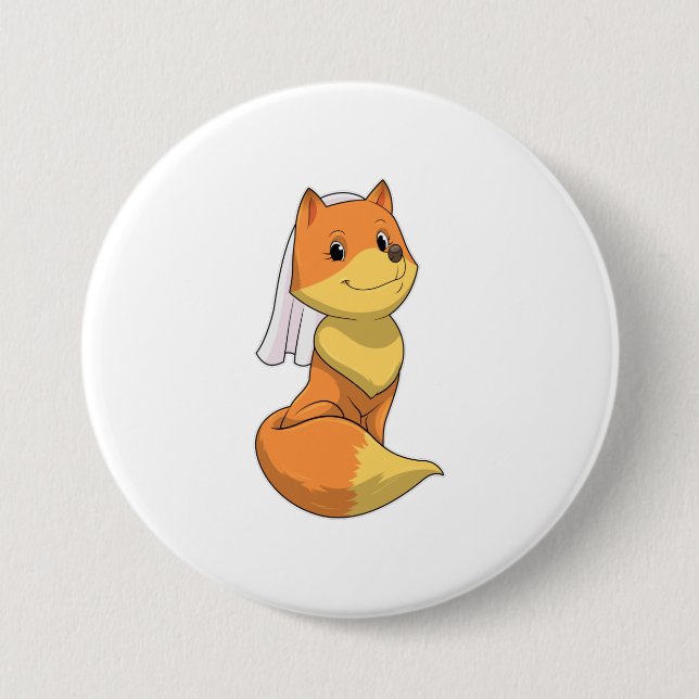 Fox as Bride with Veil 7.5 Cm Round Badge (Front)