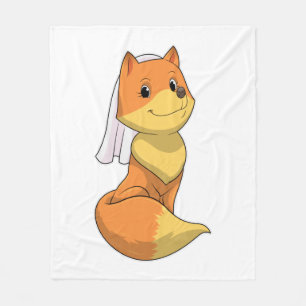Fox as Bride with Veil Fleece Blanket
