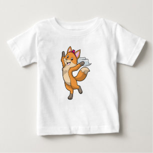 Fox as Bride with Veil & Heart Baby T-Shirt