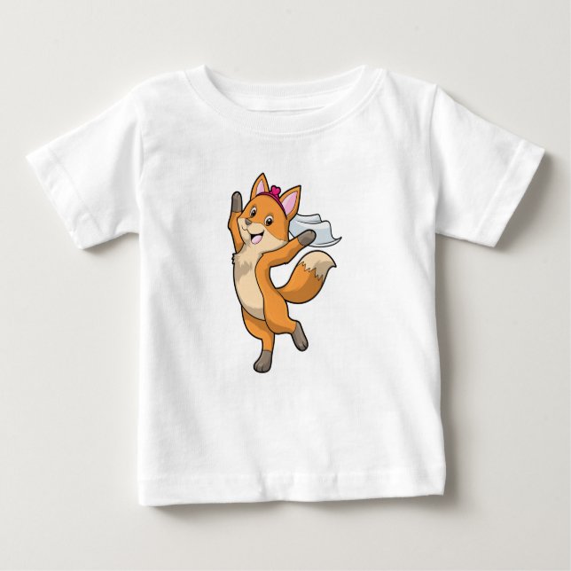 Fox as Bride with Veil & Heart Baby T-Shirt (Front)