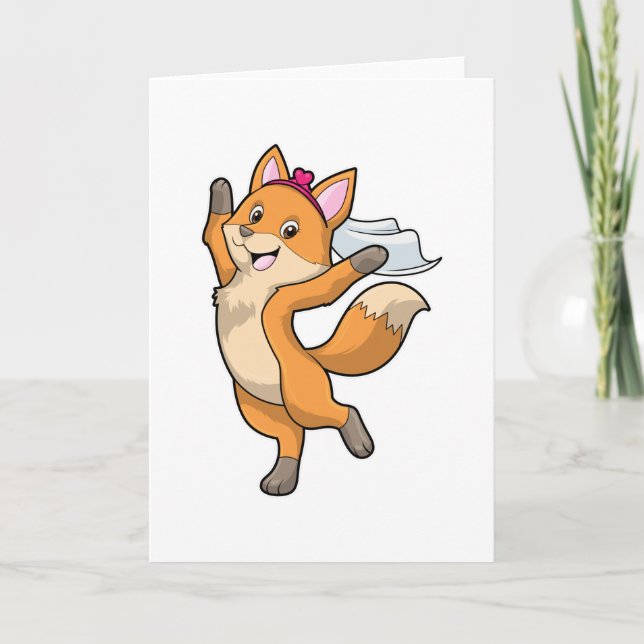 Fox as Bride with Veil & Heart Card (Front)