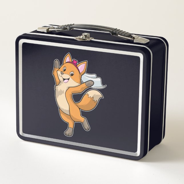 Fox as Bride with Veil & Heart Metal Lunch Box (Front)