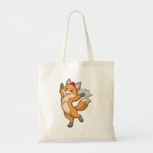 Fox as Bride with Veil & Heart Tote Bag