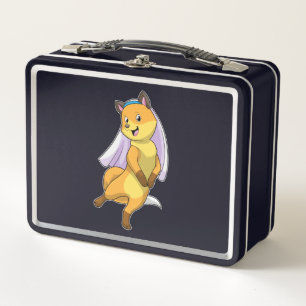 Fox as Bride with Veil Metal Lunch Box