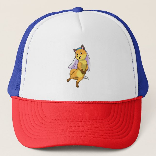 Fox as Bride with Veil Trucker Hat (Front)