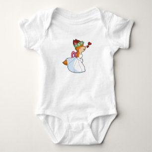 Fox as Bride with with Wedding dress & Flower wrea Baby Bodysuit