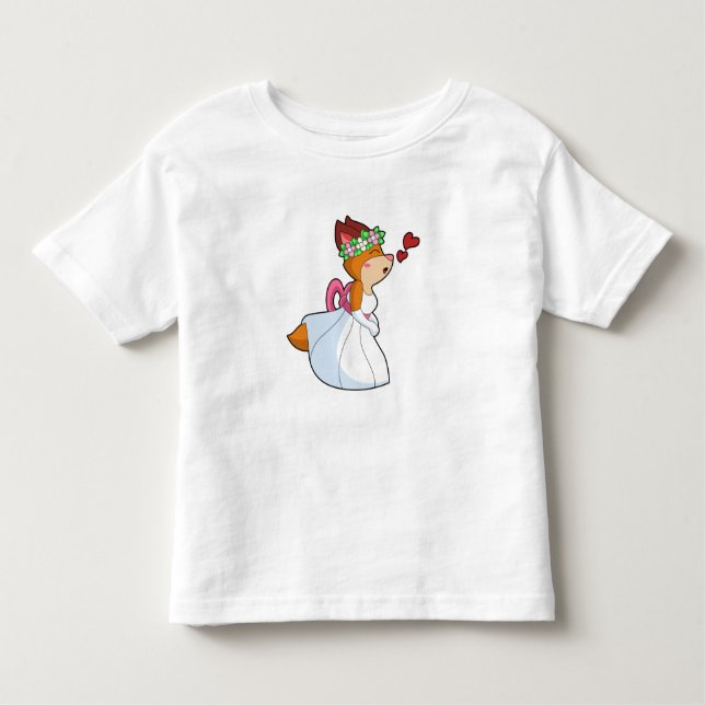 Fox as Bride with with Wedding dress & Flower wrea Toddler T-Shirt (Front)