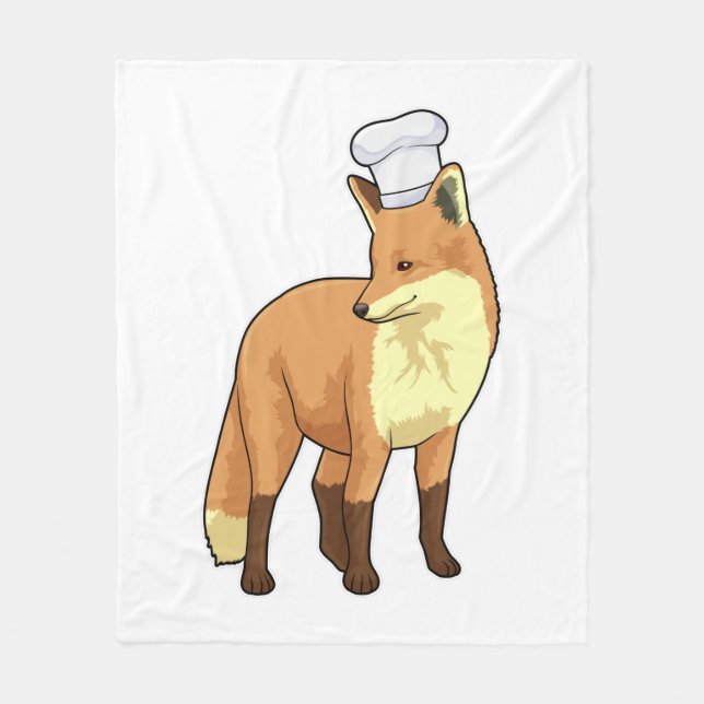 Fox as Cook with Chef hat Fleece Blanket (Front)