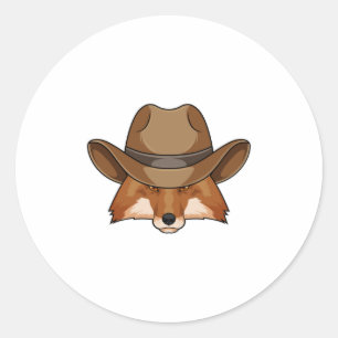 Fox as Cowboy with Hat Classic Round Sticker