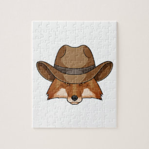Fox as Cowboy with Hat Jigsaw Puzzle