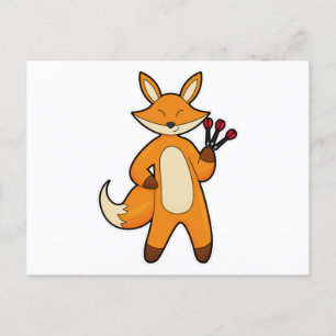 Fox as Dart player with Darts Postcard
