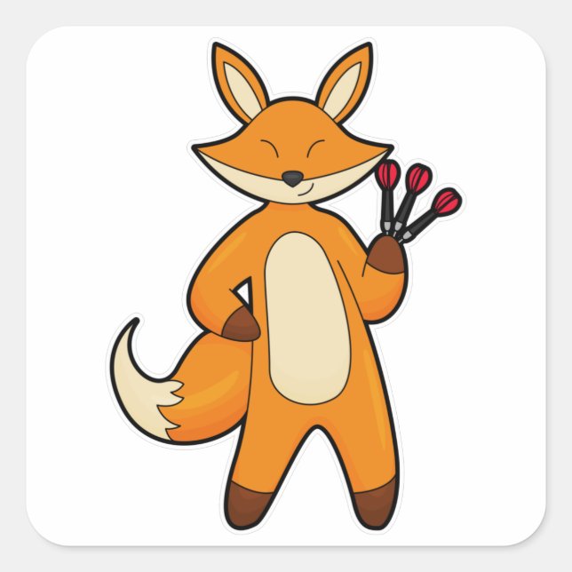 Fox as Dart player with Darts Square Sticker (Front)