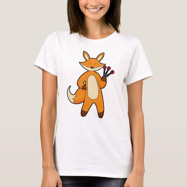 Fox as Dart player with Darts T-Shirt (Front)