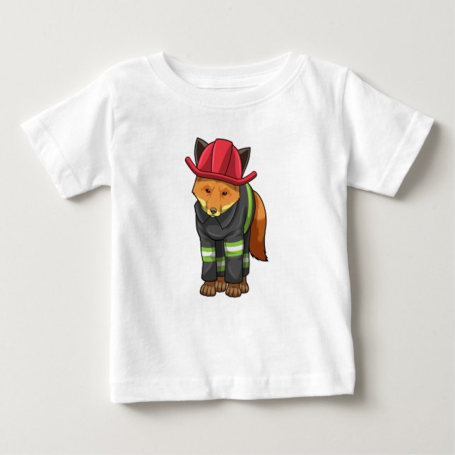 Fox as Firefighter with Helmet Baby T-Shirt (Front)